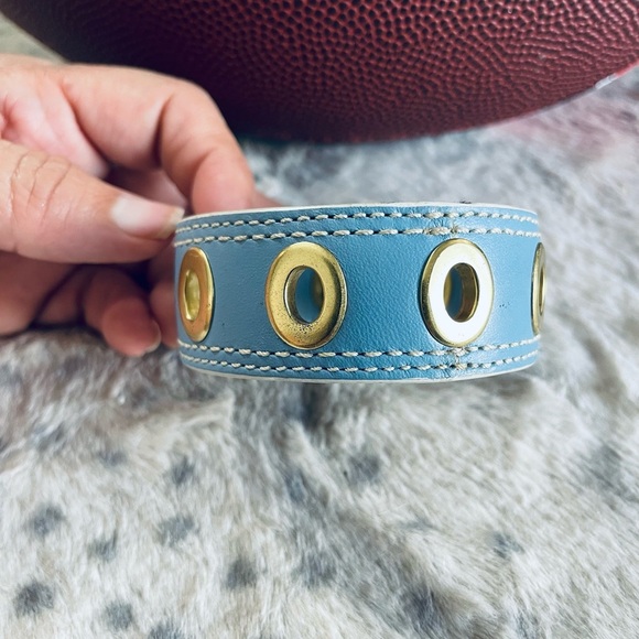 Coach Blue Leather Bracelet with Gold Accents - Picture 3 of 5